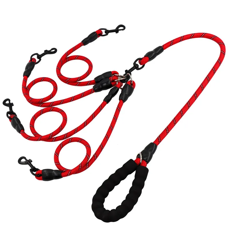 Dog Leash Reflective Double Leashes for Two Dogs Walking Soft Padded Handle Dogs Leash Drag Three Four Dog Chew Proof Pet Chain