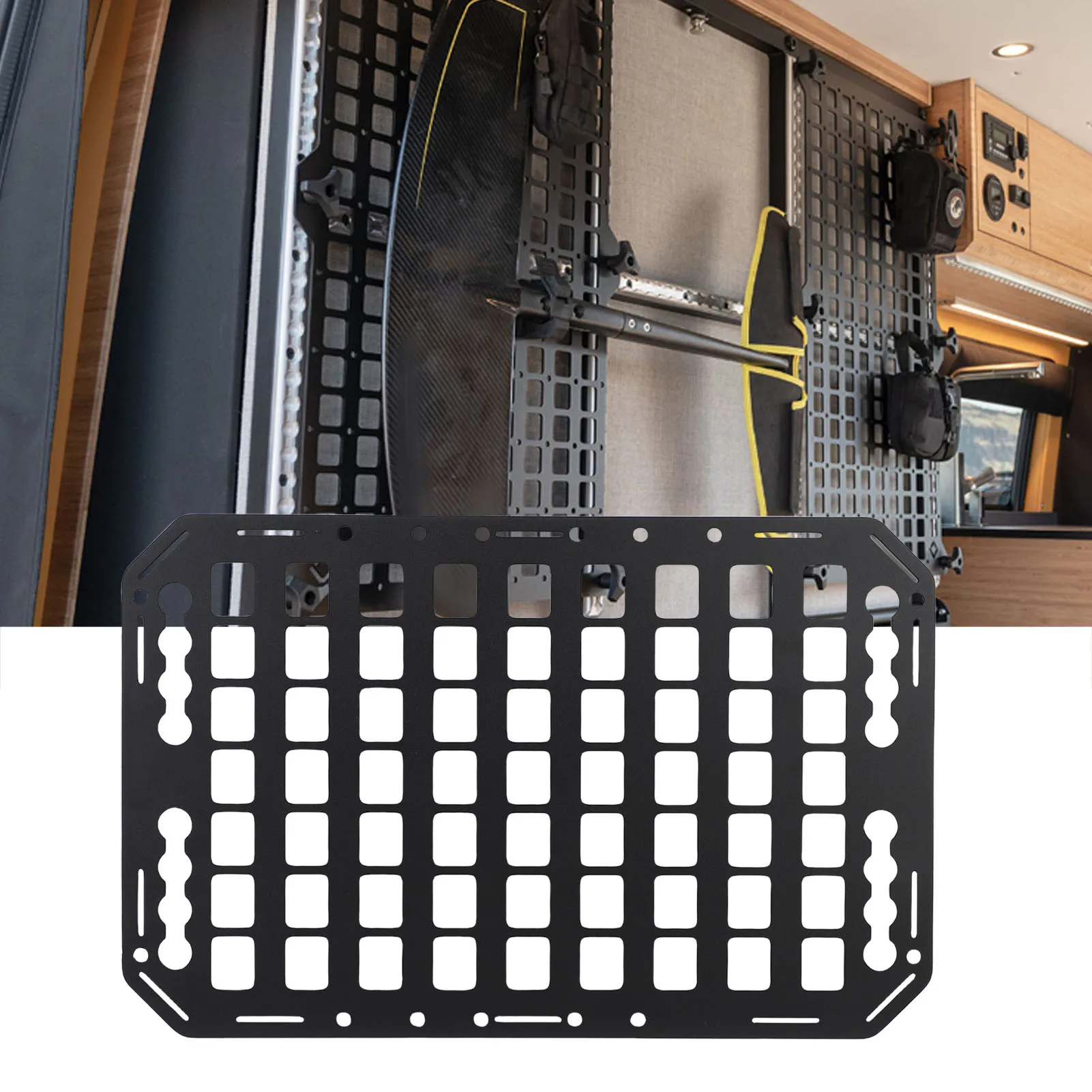 LKW-Bett-Molle-Panel, Aluminiumlegierung, multifunktionaler L-Schienen-Aufbewahrungsorganisator für Auto, SUV, Wohnmobil, 483 x 311 x 2 mm, L-Schienen-Molle-Panel