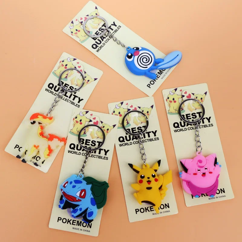 24 New Pokemon Keychain Action Figure Pikachu Key Chain Psyduck Bulbasaur Keyring Backpack Pendant Bag Key Ring Accessories Gift