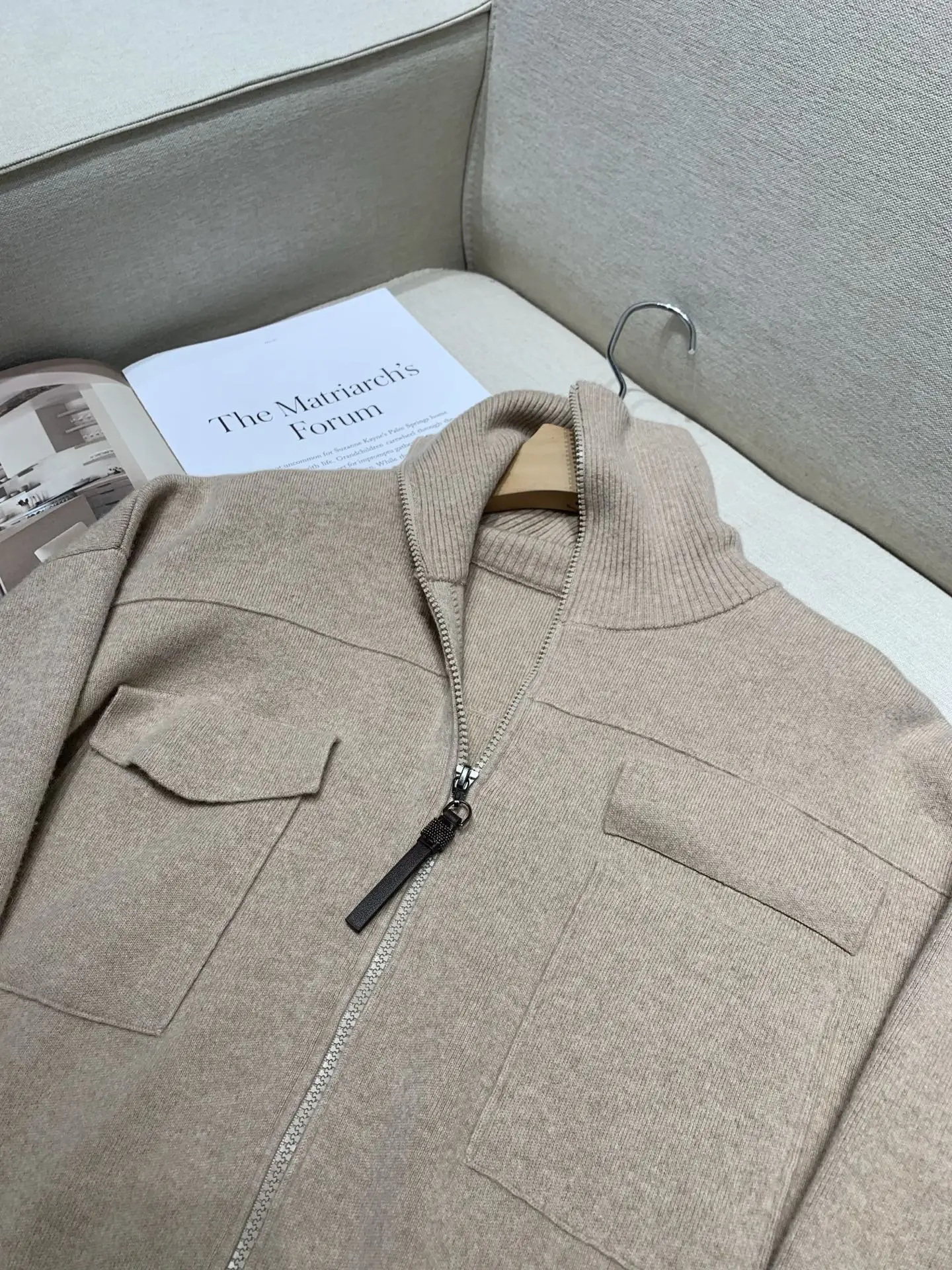 2025 automne et hiver nouveautés cachemire laine épais revers tricoté veste fermeture éclair décontracté banlieue hauts femmes