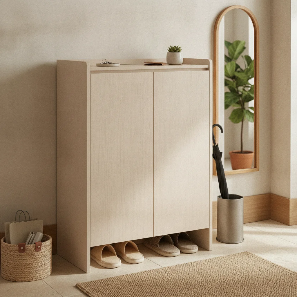 Solid Wood Shoe Cabinet Removable Shelf Footwear Organizer Household Furniture Top Display Surface for Hallway