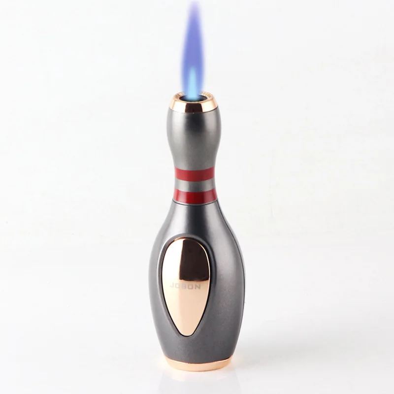 

Jobon Bowling Ball Shaped Butane Gas Lighter Metal Outdoor Windproof Blue Flame Jet Turbine Torch Lighter Ornaments Gift