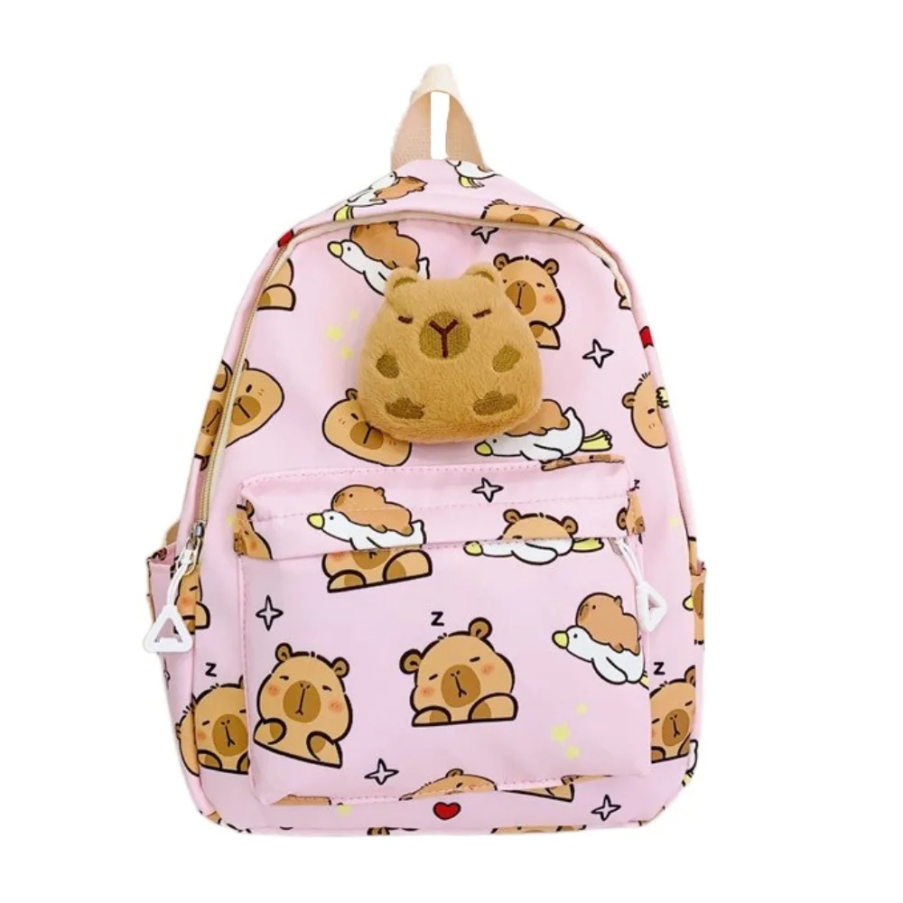 Decoration Capybara Backpack Thickened Wide Straps Cartoon Animal Daypack Multi Functional Nylon Large Capacity School Bag