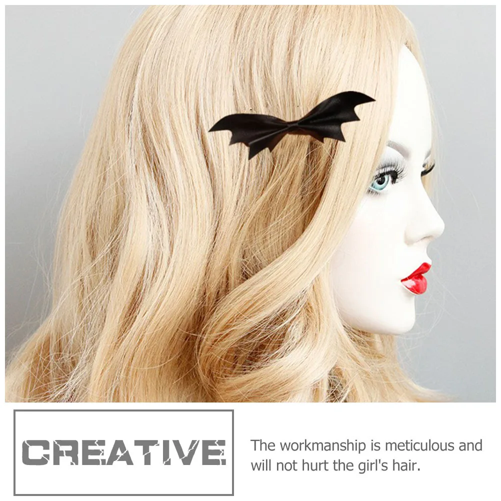 

6Pcs Halloween Bat Hair Clips Meticulous Workmanship No Hurt Hair Party Headwear Black Funny Headdress Bat Headdress
