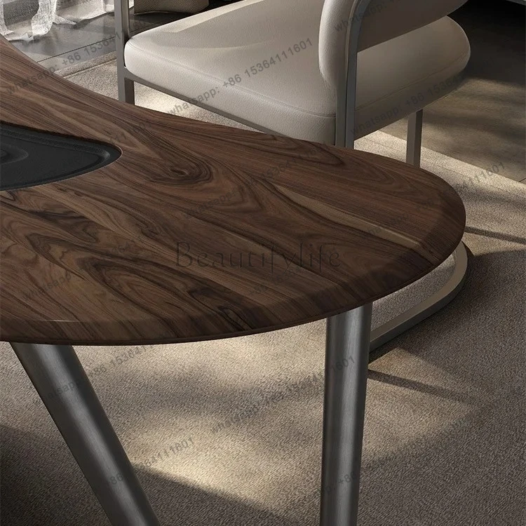 North American black walnut tea table household small tea table integrated solid wood balcony tea table and chair combination