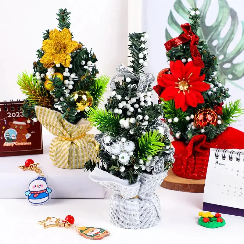 

Mini Christmas Tree Ornaments Exquisite Artificial Flower Christmas Tree Ornaments Winter Festival Desktop Decoration