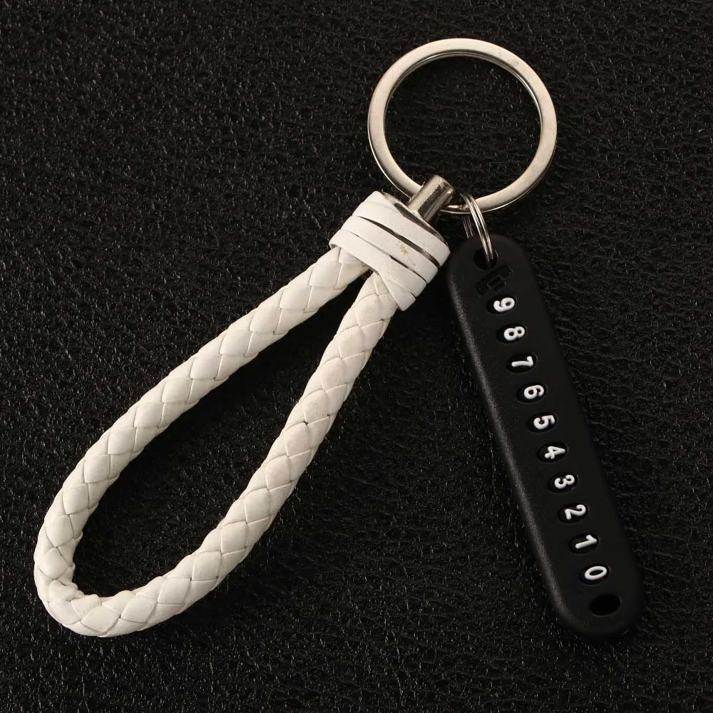 

Gift Hand Woven Anti-lost Leather Strap Phone Number Keychain Car Key Clip ​ Lanyard Keyring Car Key Holder