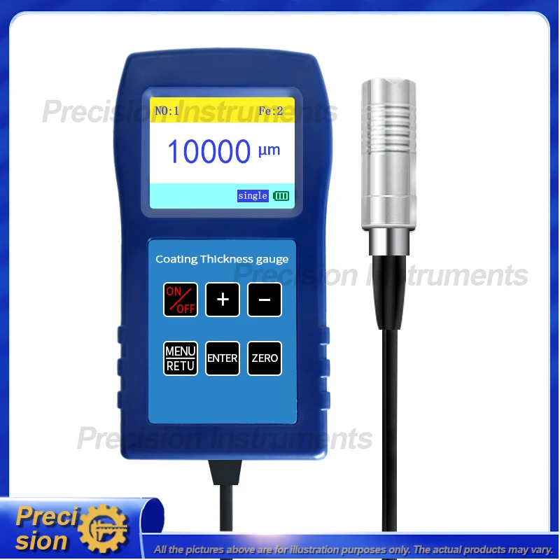 Portable Coating Thickness Gauge with Color LCD Display for Paint Plating Anodizing Automotive Metal Surfaces 0.1μm