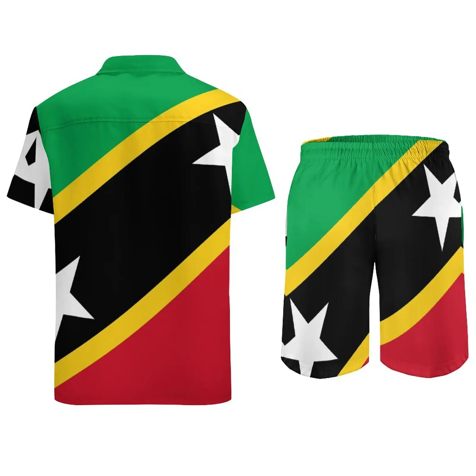 2 Pieces Suit St. Kitts And Nevis Flag Vintage Men\'s Beach Suit Top Quality Running Eur Size