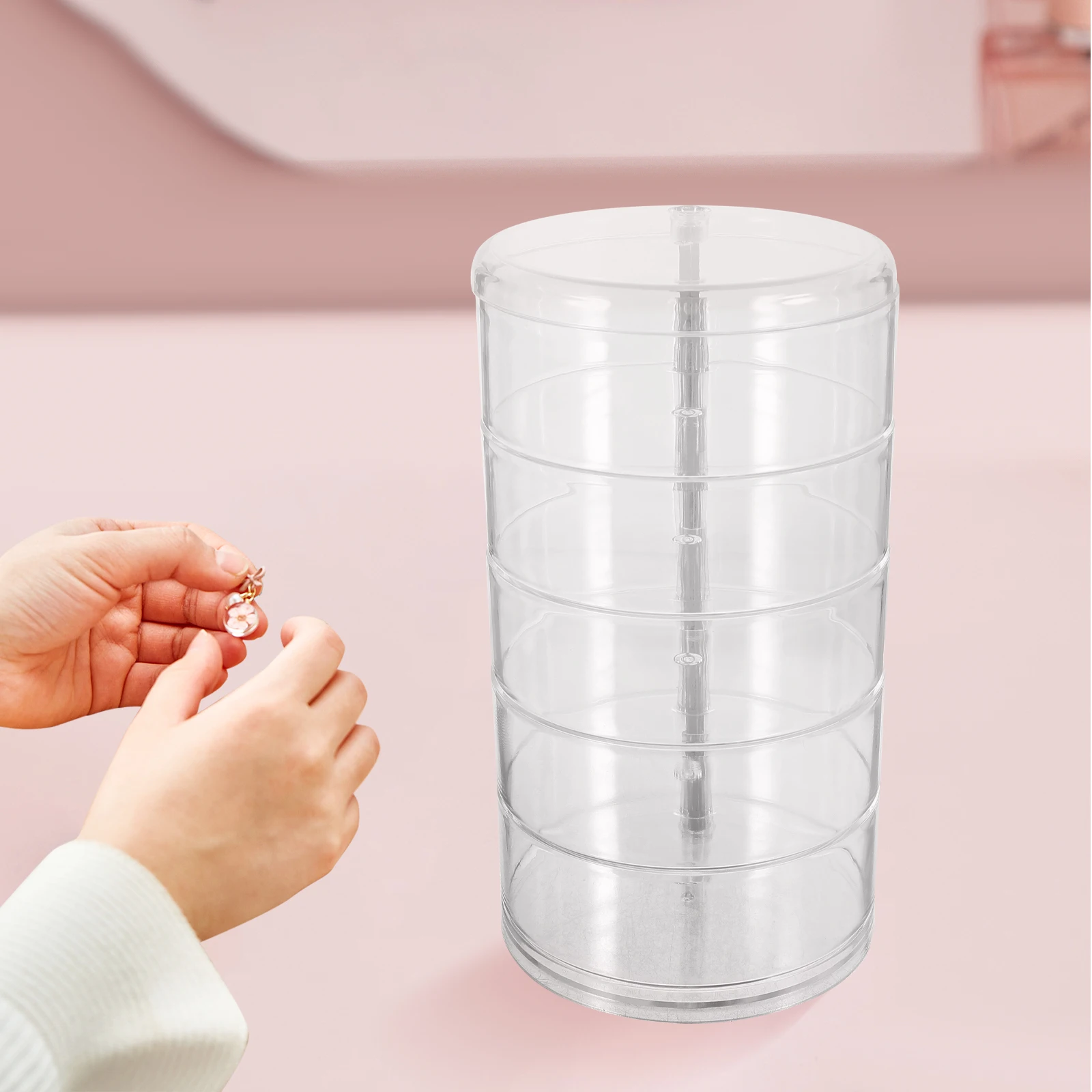 

2pcs Rotating Jewelry Box Plastic Cord Organizer Storage Case Multi Layer Lightweight Portable Cable Organizer Box For