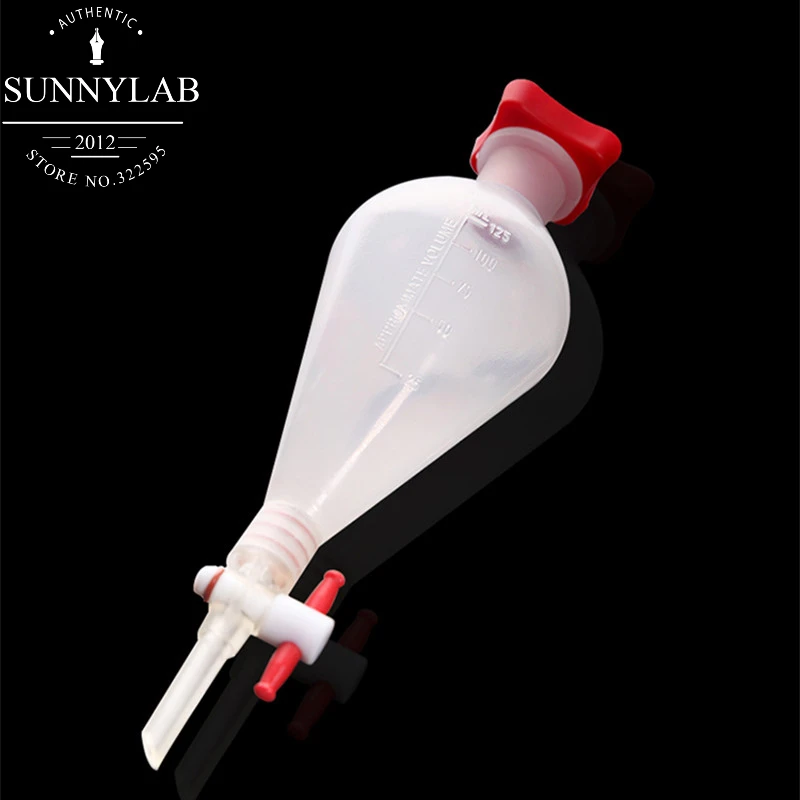 1Pcs Plastic Pear-Shaped Separatory Funnel With PTFE Piston Separating Extraction Funnel Laboratory Supplies 125/250/500/1000ml