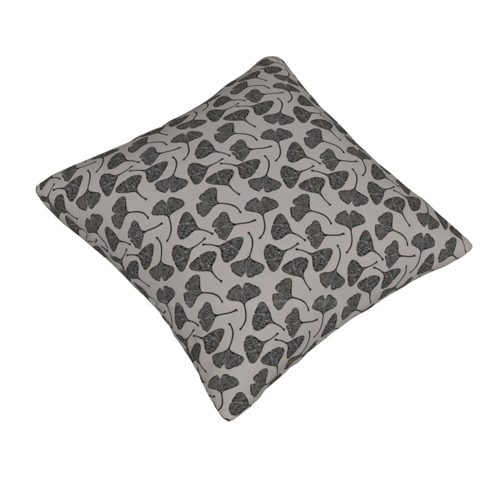 Ginkgo Vector Black On Warm Grey Bedroom Office Hug Pillowcase Ginkgo Ginko Gingko Leaf Leaves Nature Black Grey Gray Warm