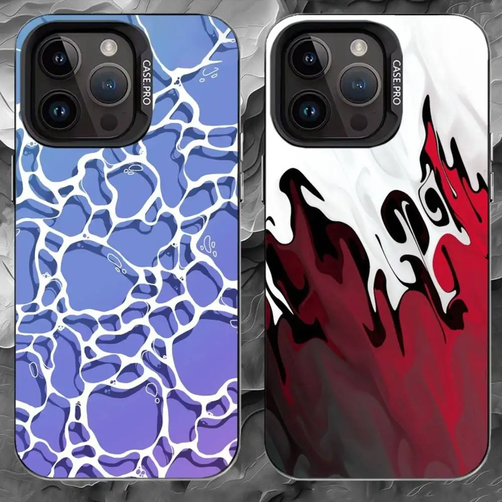 F-Fluid Art Phone Case For iPhone 17 16 15 14 13 12 11 Pro Max Plus Silver Matte Black Cover