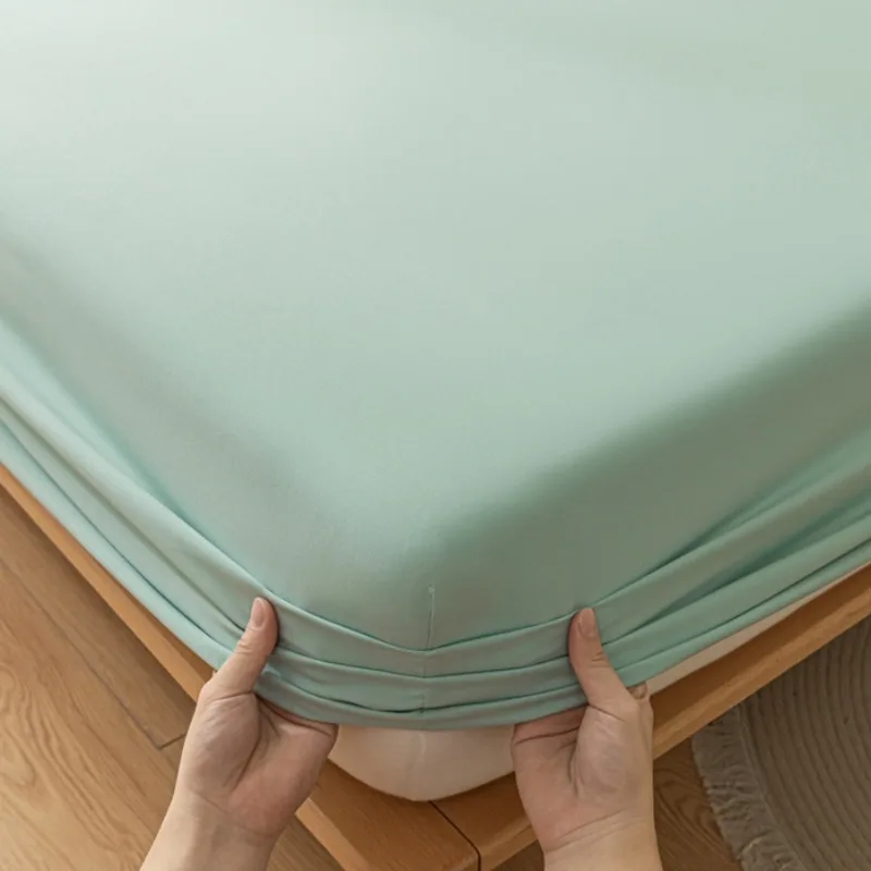 2025 new solid color simple fitted sheet single piece no pillowcase machine washable household mattress protective cover