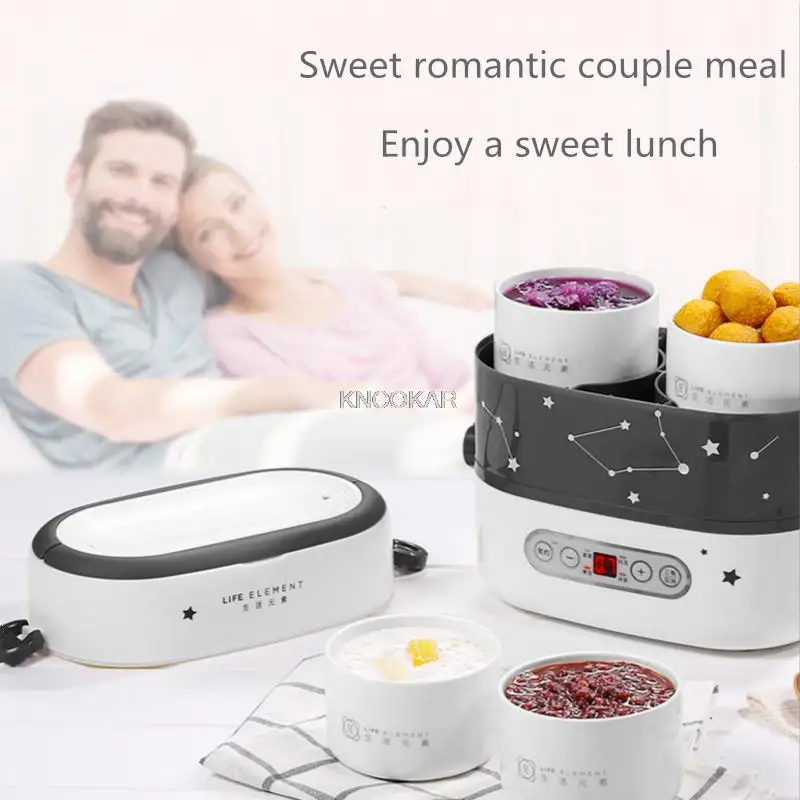 Smart Electric Lunch Box Small Rice Cooker Double Layer Automatic Heating Ceramic Liner Smart Touch LCD Appointment Timing