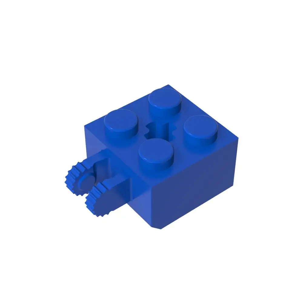 Gobricks 1 Stück MOC-Scharnierziegel, 2 x 2 Verriegelung mit 2 Fingern, vertikal und Achsloch, kompatibel mit 40902 53029 Modellziehnenteilen