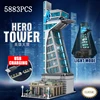 5883PCS 크리 에이 티브 전문가 슈퍼 영웅 모듈 형 벽돌 스트리트 뷰 모델 빛 55120 영웅 타워 빌딩 블록 어린이 선물 2