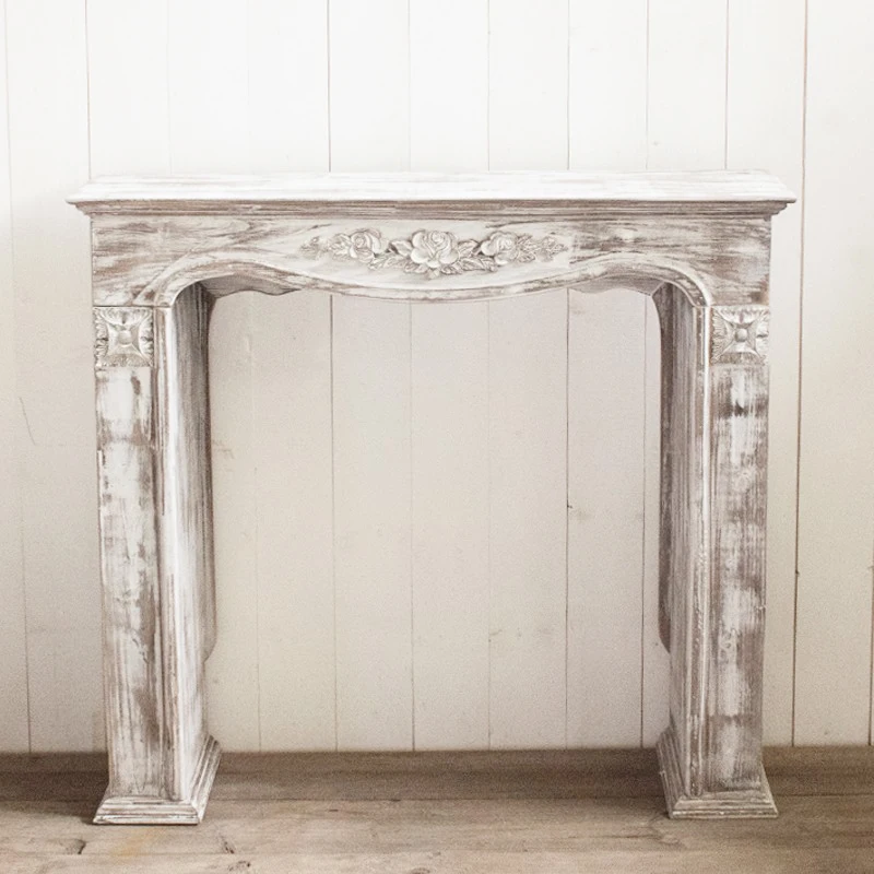 Handmade Countryside Shabby Chic Vintage Retro White Wood Decorative Fireplace