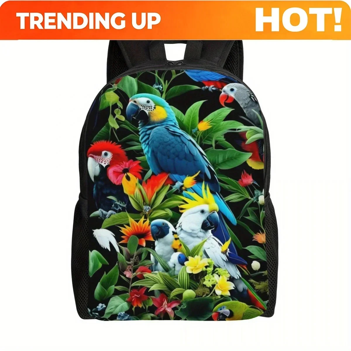 Custom Beautiful Parrots Casual Backpack, Shoulder Bag For Men And Women, Lightweight Book Bag, Computer Laptop For Work