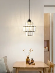 Light Luxury Crystal Pendant Lights Bedroom Bedside Lighting Fixture Entrance Balcony Lamp