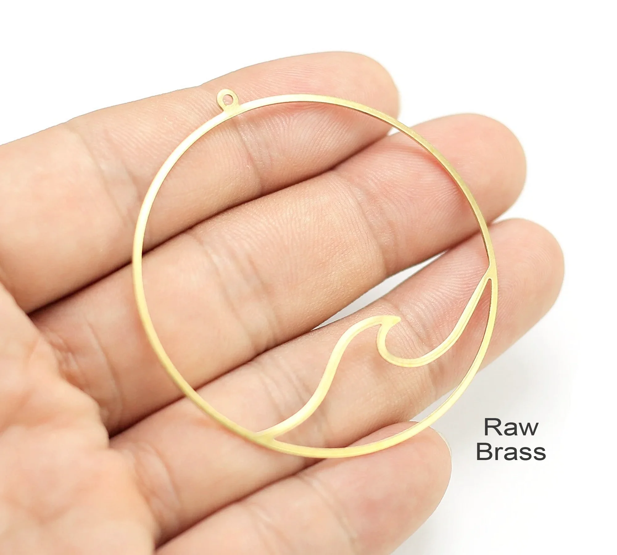 

10pcs Sea Wave Earring Charm, Raw Brass Round Charm, Marine Ocean Pendant, Earring Findings, 53.5x51mm, Jewelry Making -R1847