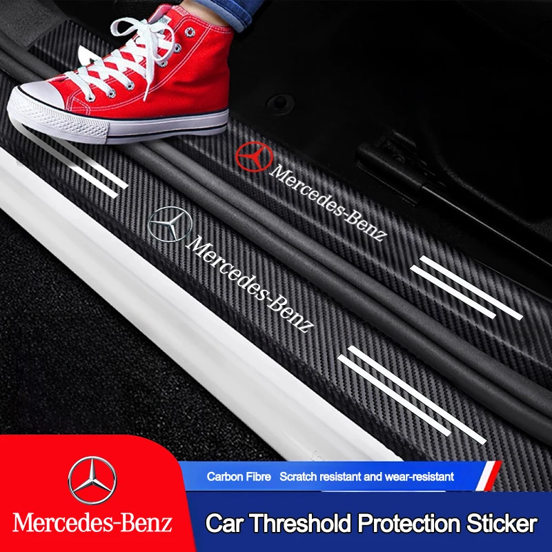 Carbon Fiber Quantum Protection Car Door Sill Threshold Sticker For Mercedes Benz AMG Class W206 W203 W204 W205 W214 GLC GLE CLA