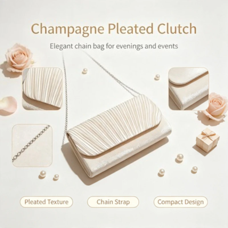 Retro-Luxus-Abend-Umhängetasche für Damen mit Strassverzierung, Mini-Clutch mit Kettenriemen, geeignet für Hochzeiten, Partys, formelle Anlässe