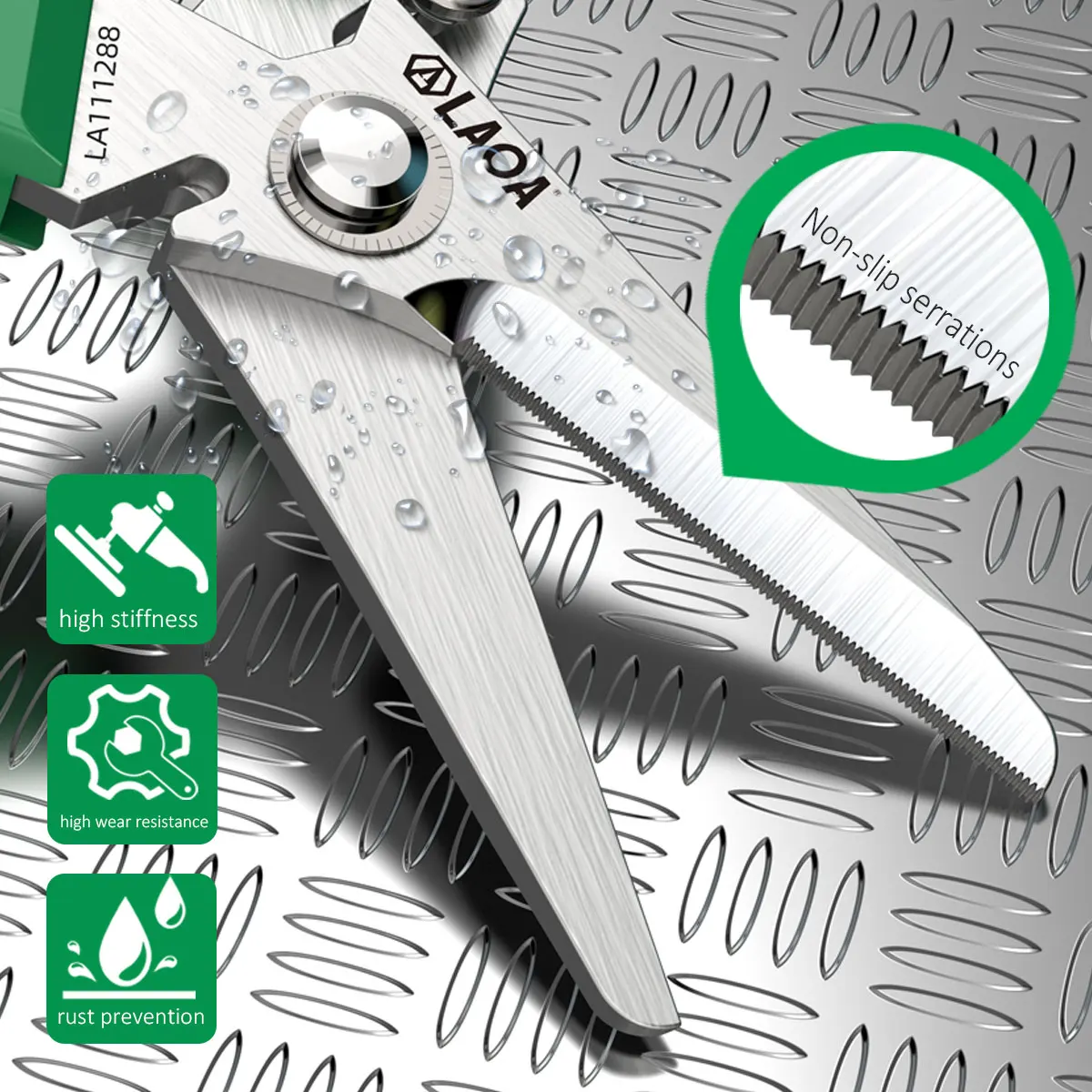 LAOA Stainless Steel Multi-Purpose Scissors Multi-Purpose Electrician's Scissors for Cutting Copper and Aluminum Sheets