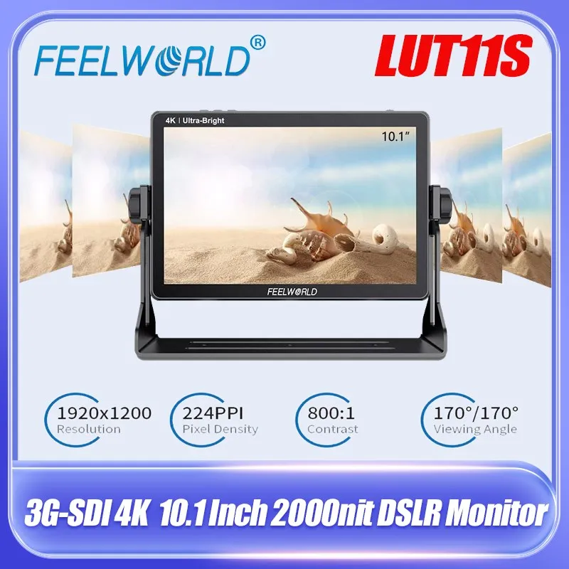 In stock FEELWORLD LUT11S 10.1 Inch Monitor 2000nit Ultra Bright IPS Touch Screen 3DLUT 3G-SDI HDMI-Compatibled For DSLR Camera