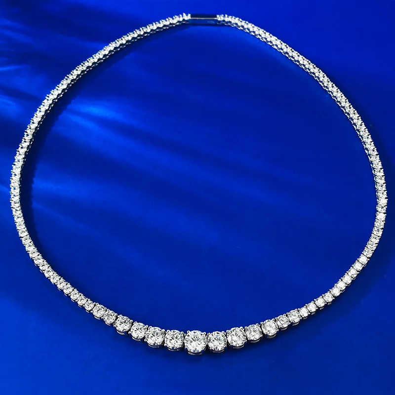 

Trendy HIgh Carbon Diamond Necklace 100% Real 925 Sterling Silver Wedding Chocker Necklace for Women Bridal Engagement jewelry