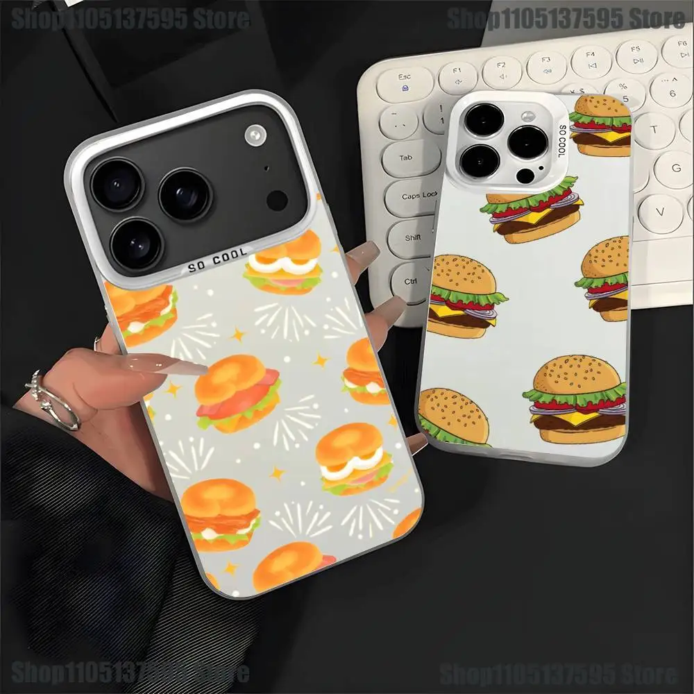 

Cute and Easy Hamburger Phone Case For iPhone 16,15,14,13,12,11,Pro,XS,Max,Plus,Mini,SE4,E White Matte Shockproof Cover
