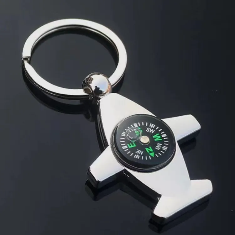 New Metal Plane Shaped Keyrings Men Compass Key chain Women Charm Key holder Custom LOGO for Event Gifts Jewelry