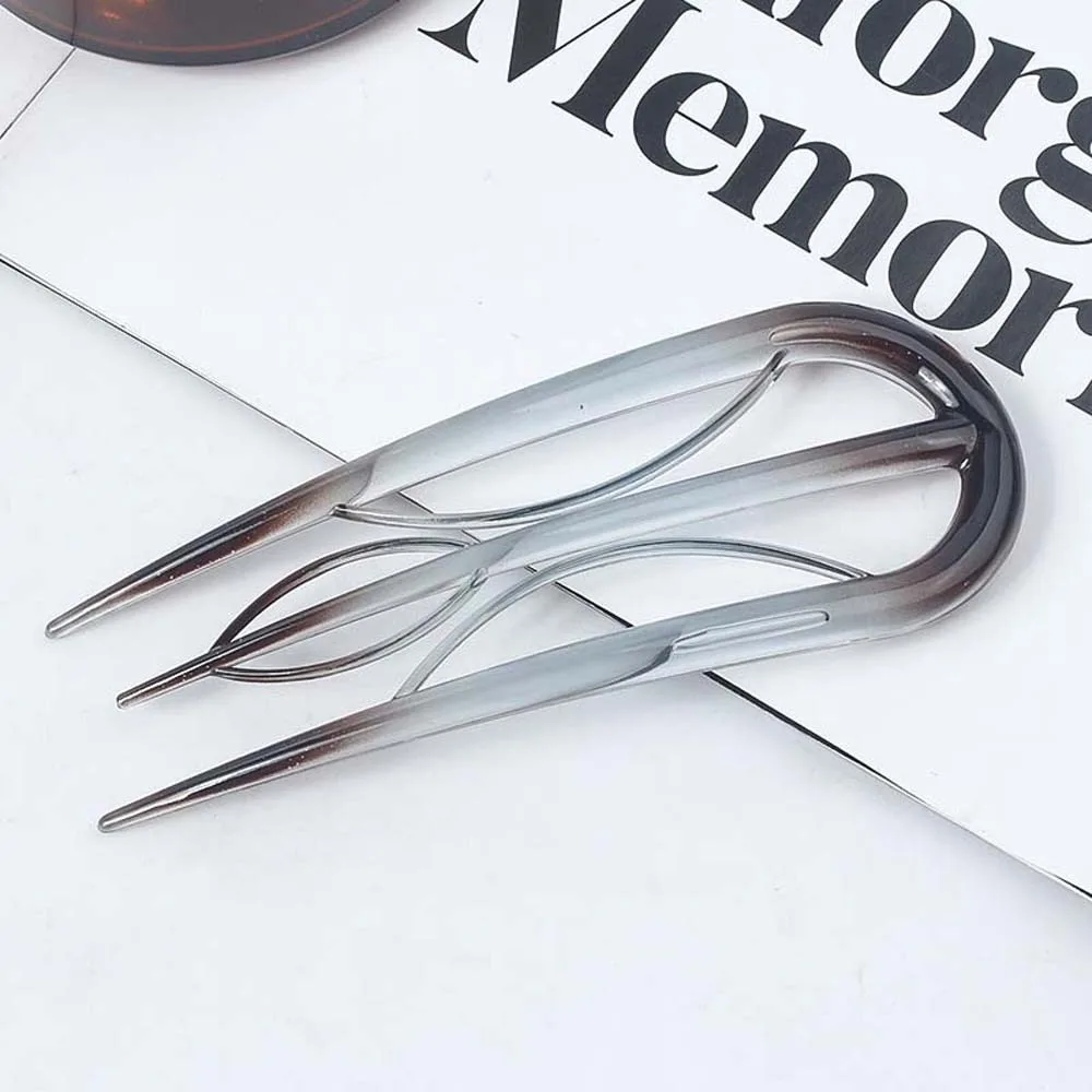 Geometric Resin Hair Fork Hairstyle Tools Chinese Style Leaf U-shaped Hair Stick Hanfu Accessories Waterproof Headwear Party