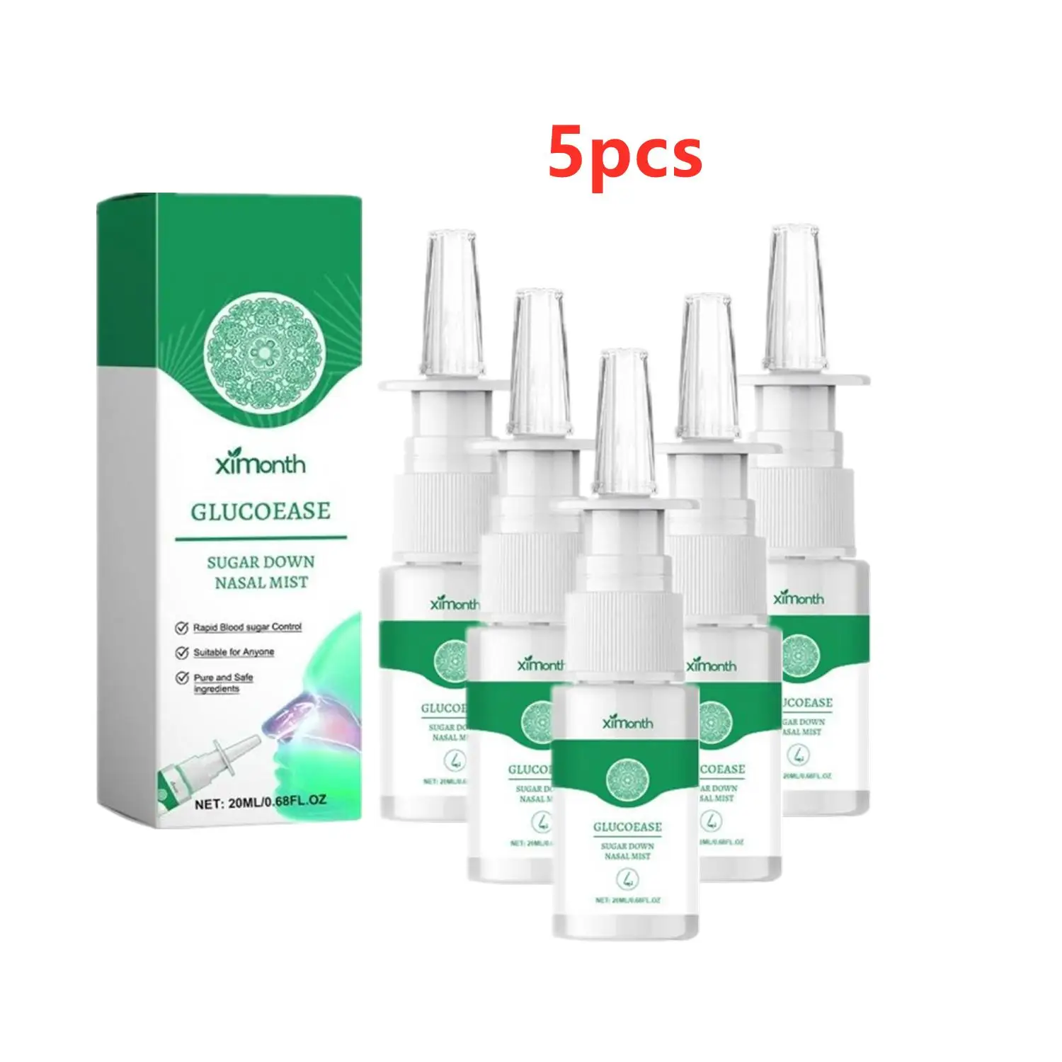 Spray nasal hypoglycémique, soins de traitement d'inconfort, livres oraux, réparation nasale, 5 pièces, instituts de 20ml