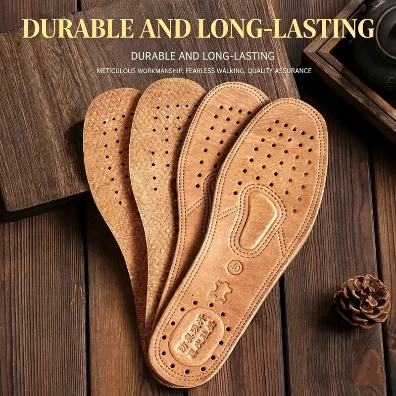 3Pairs Comfortable  Cowhide Insoles For Shoes Men Deodorant Casual Leather Insole Feet Quality Genuine Leather Flats Shoe Sole