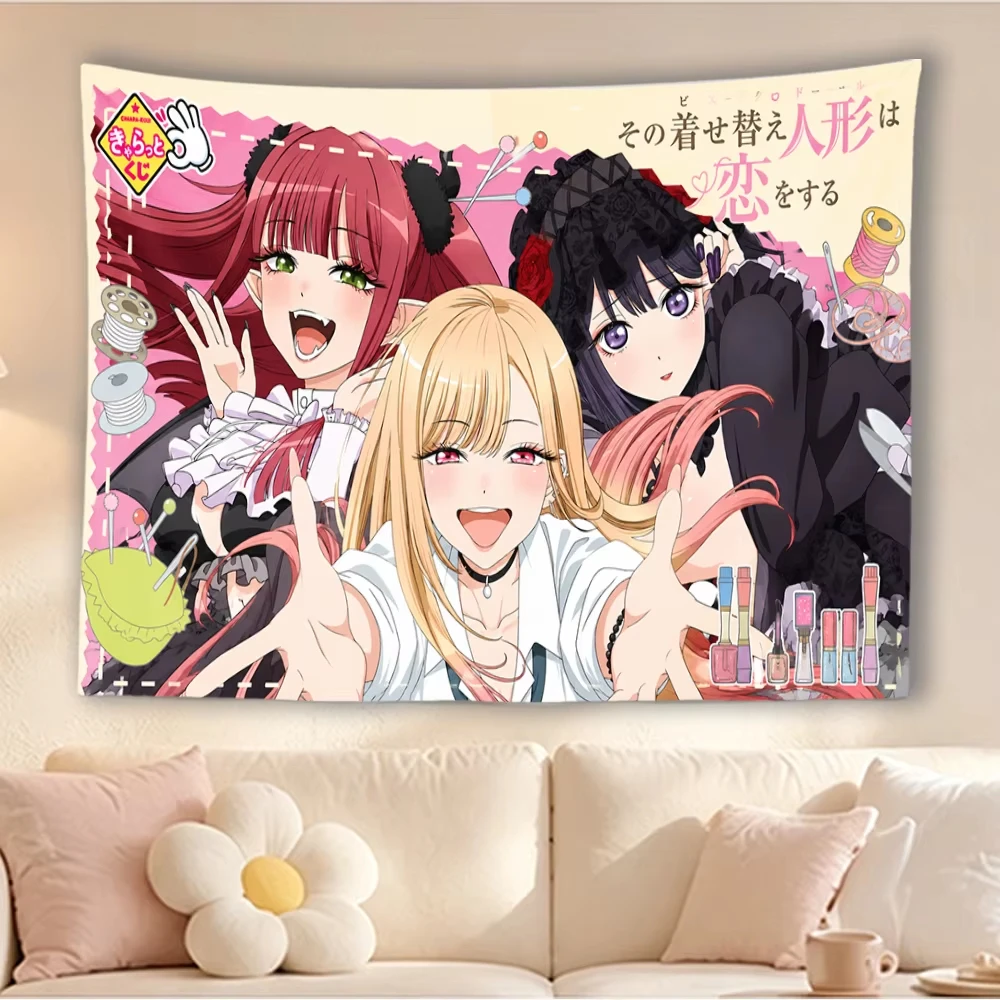 M-My D-Dress‑Up Darling Marin Kitagawa Anime Tapestry, Cute Girl Wall Hanging Cloth for Bedroom Dorm Living Room Home Wall Decor