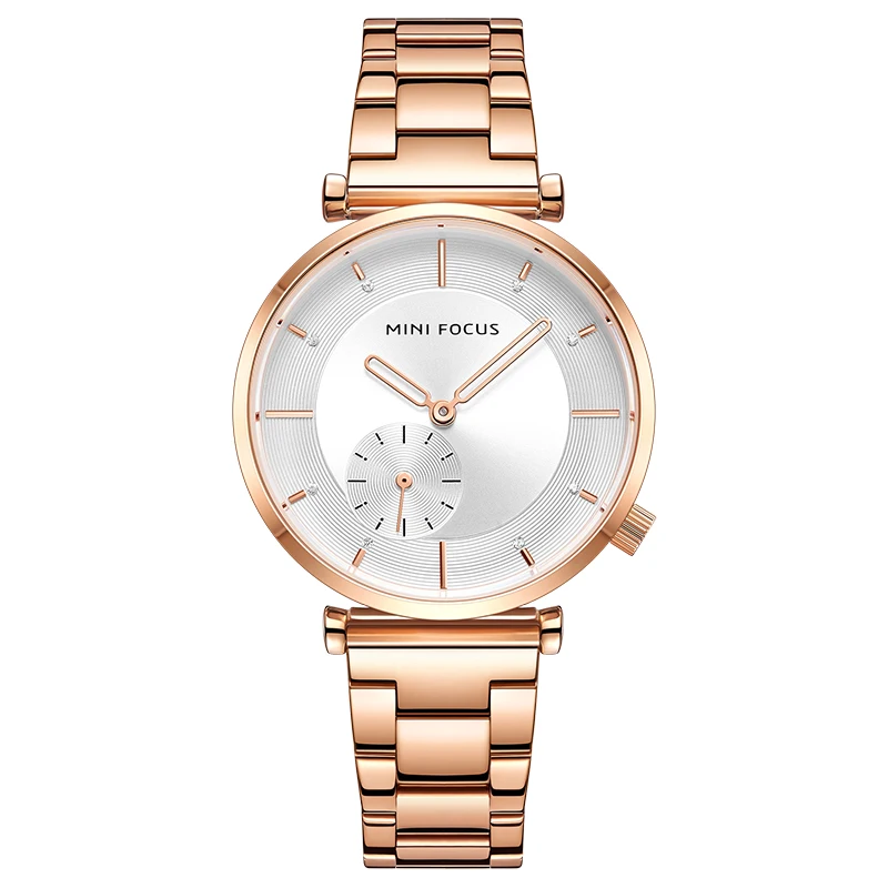 Mini Focus MF0333L Elegant Luxury Women Quartz Watches Black Stainless Steel Band Waterproof Analog Watch