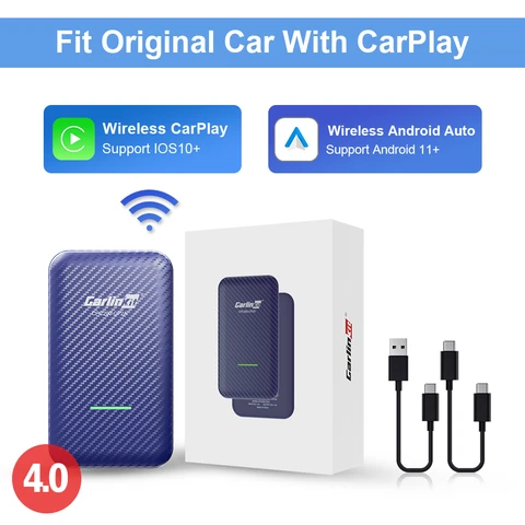 Carlinkit 4.0 CarPlay беспроводной Android Auto адаптер 2 в 1 для Vw Kia Audi Mercedes Nissan Toyota Skoda Mazda Havel WiFi BT