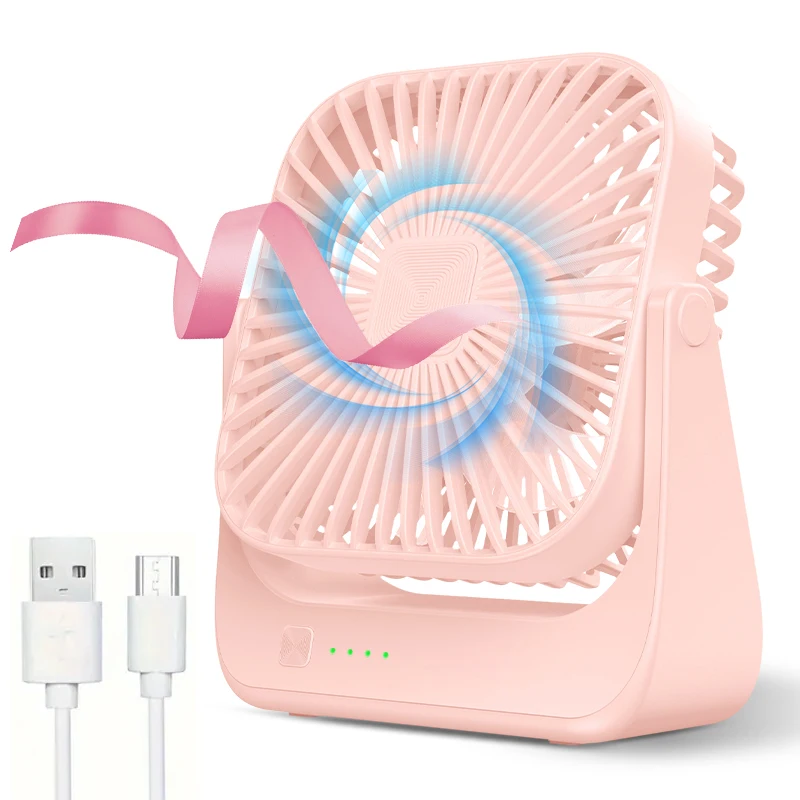 Tragbarer Mini-Ventilator, USB-Tischventilator, starker Luftstrom und leiser Betrieb, 4 Geschwindigkeitsstufen, 180° Windwinkel ° Drehbare Standventilatoren für den Raum zu Hause