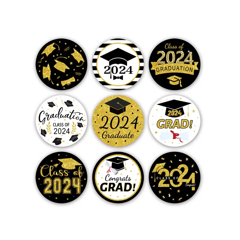 Class of 2024 Graduation Sticker Labels Graduation Gift labels Envelope Sealed Card box Gift Packaging Party Gift decorations