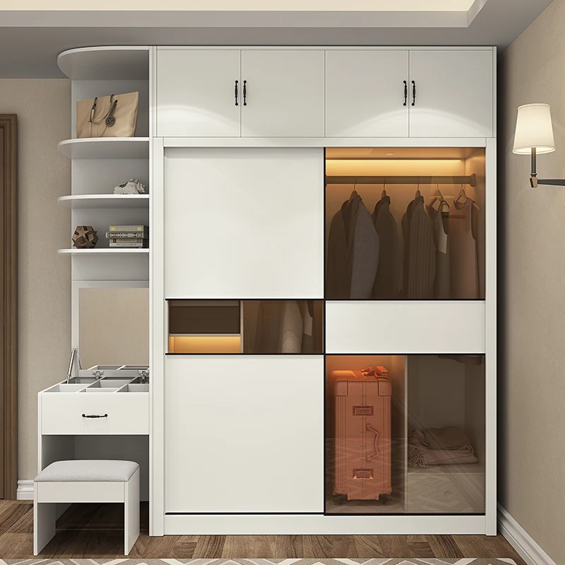 Modern Luxury Bedroom Wardrobe Cabinet space saving bedroom furniture Factory seller wardrobe cabinet Glass door wardrobe