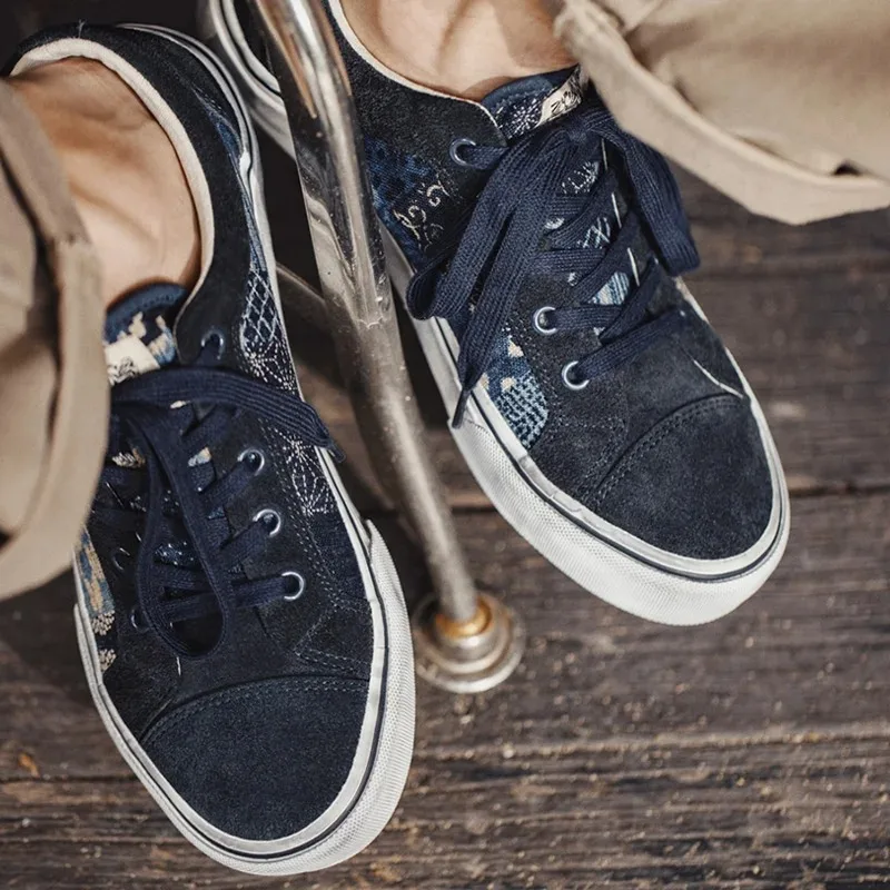 Shoes Men Japanese Retro Printing Canvas Shoes for Men Designer Brand Ancient Cloth Board Men Shoes