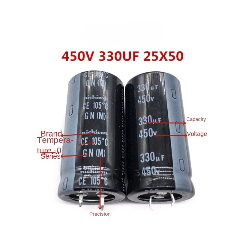 1PCS-20PCS 450V330UF 25X50 nichicon electrolytic capacitor 330UF 450V High quality