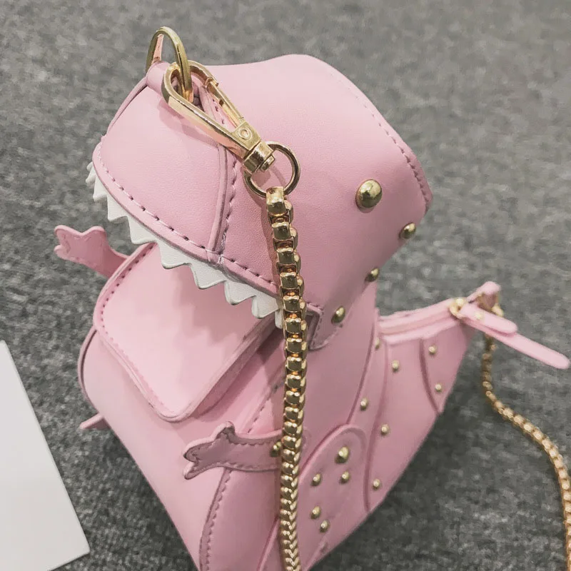 Dinosaur Design Rivets Women\'s Purses and Handbags Shoulder Chain Bag Designer Small Crossbody Bag Female Clutch Bag Pu Leather