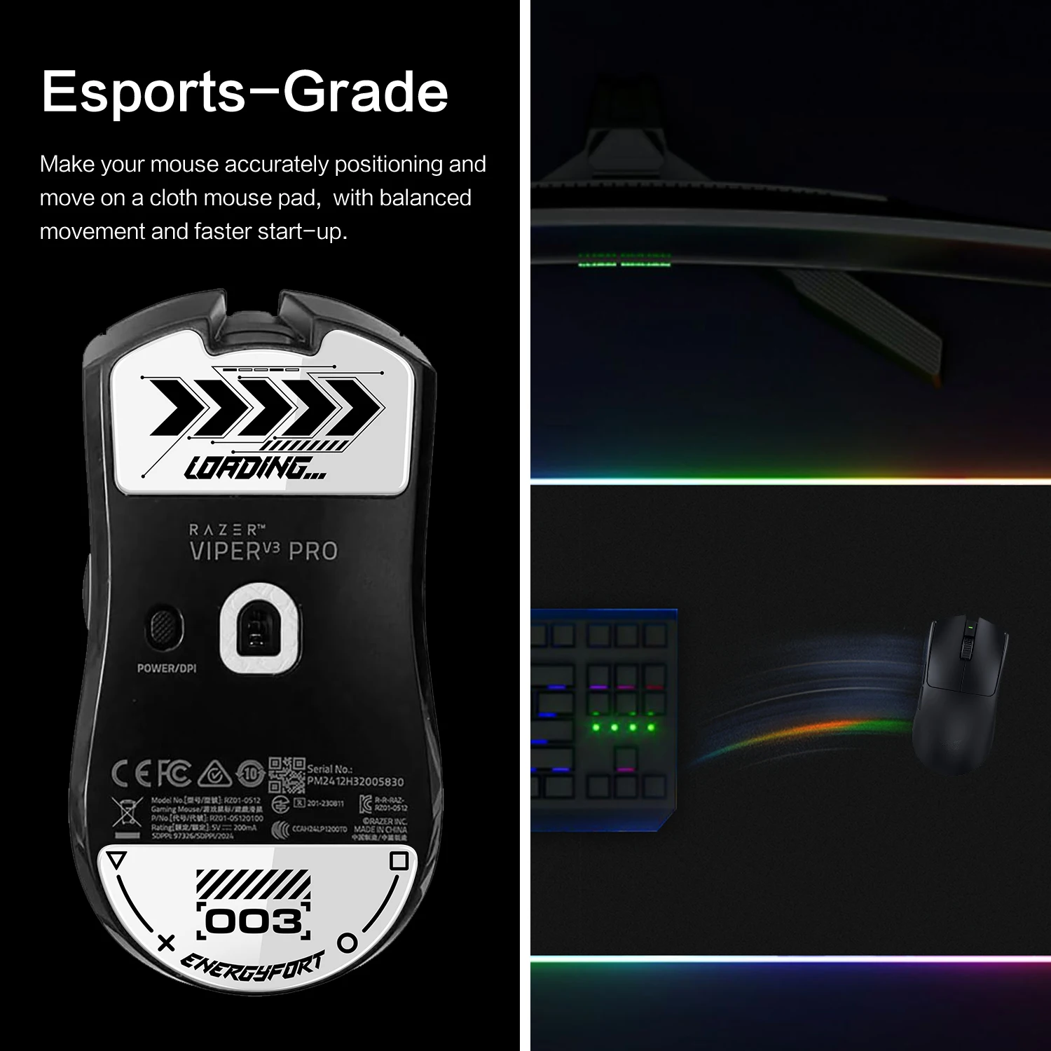 Ultra Strong Flawless Glass Super Fast Smooth Polished Surface Mouse Feet Durable Sole Mouse Skates for Razer Viper V3 PRO Mouse