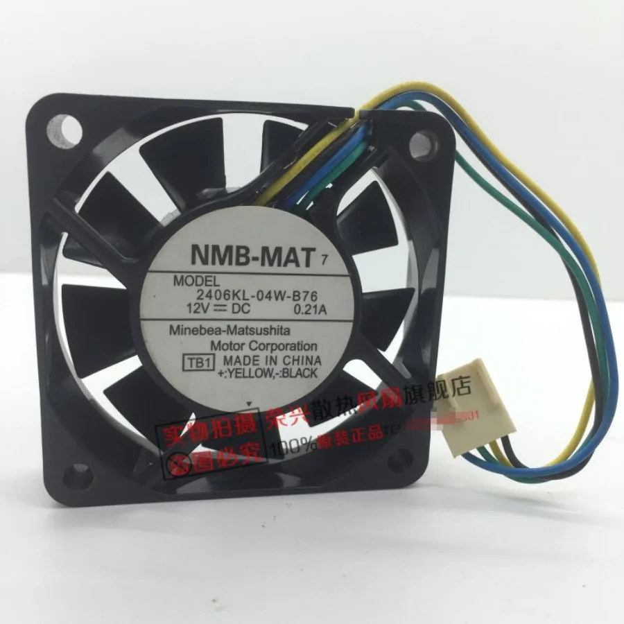 For NMB-MAT 2406KL-04W-B76 6CM 6015 12V 0.21A 4-wire PWM chassis cooling fan