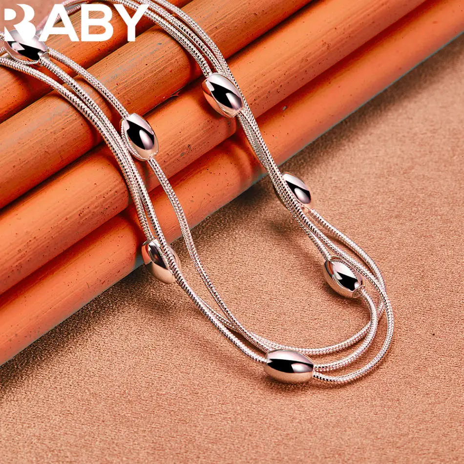 URBABY Collana a catena multi serpente con perline ovali in argento sterling 925, gioielli di moda, regalo per feste di tendenza squisito