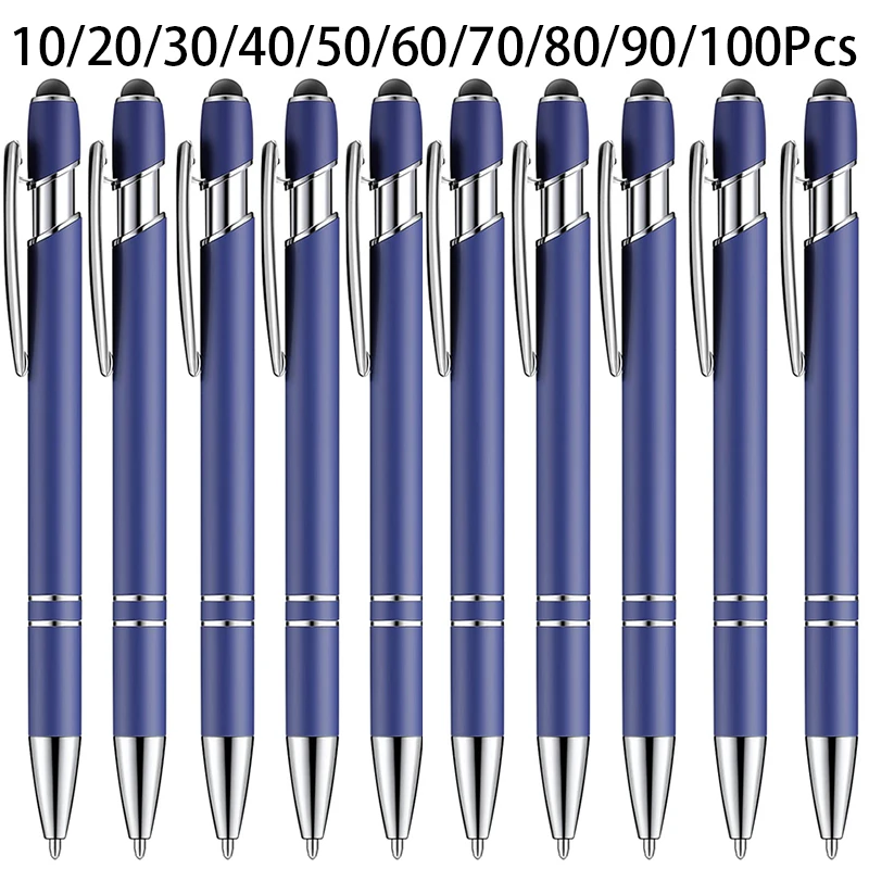 10-100Pcs Metal Black Stylus Pens Rubber Ballpoint Soft Touch Metal Pen