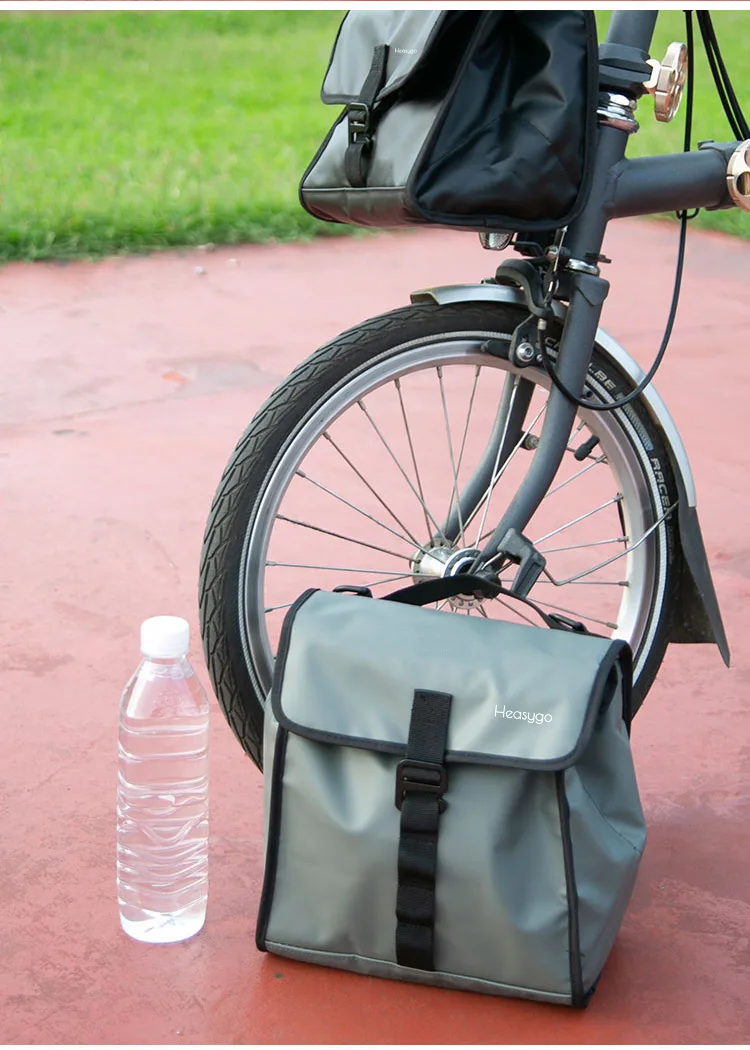 Heasygo 2505 Fahrrad-Lenkertasche mit Schnellverschluss für Brompton Vorderrohrkorb, Isoliertasche, Rahmenmontage mit Schweinenasenverschluss – Detail 10