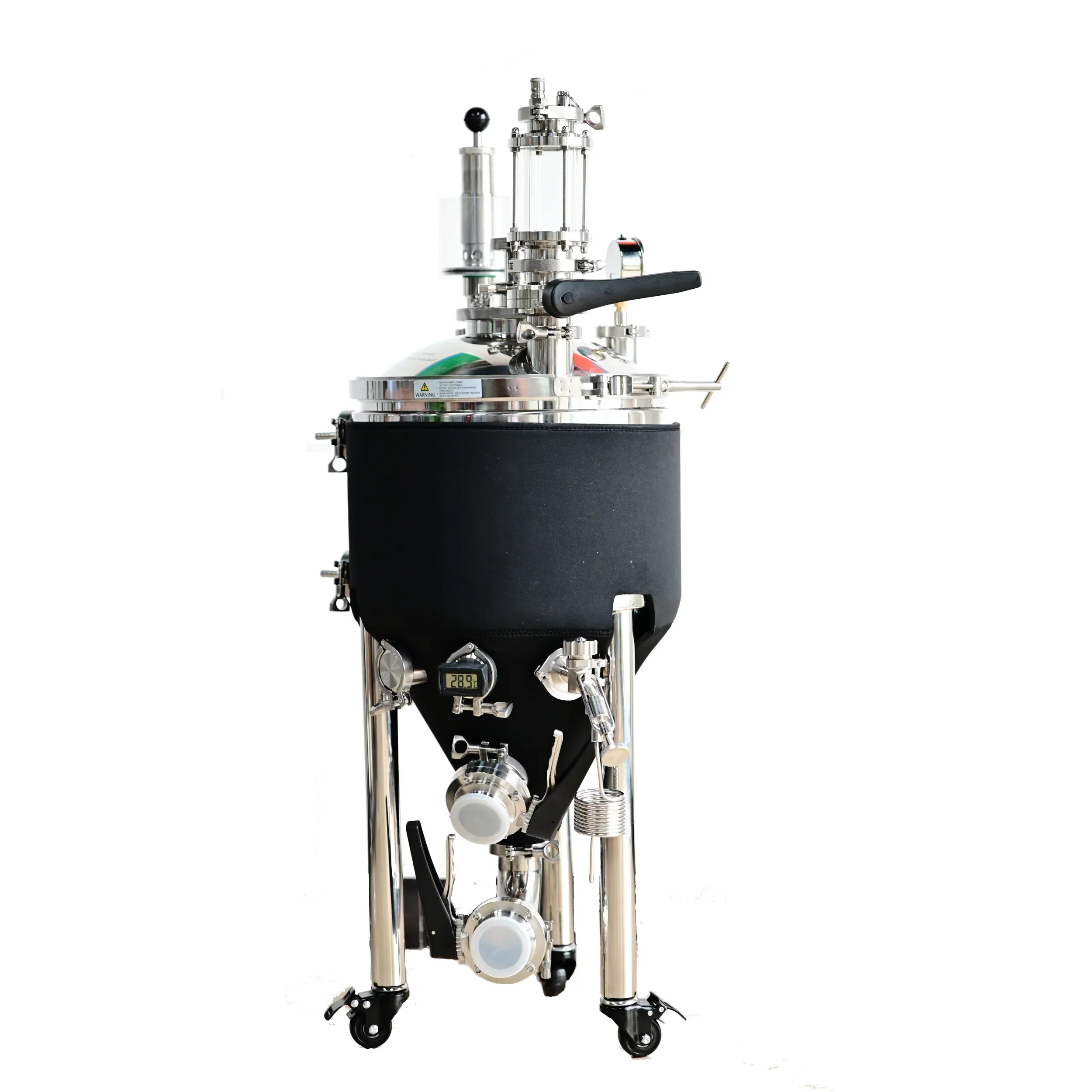 30L CIP Cleaning Sanitary Stainless Steel 304 Double Jacket Temperature Control Beer Fermentation Tank